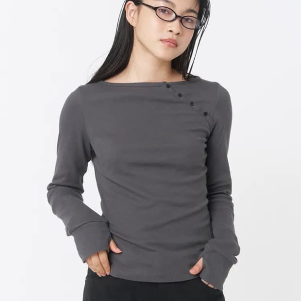 미세키서울 Slash button long sleeves CHARCOAL