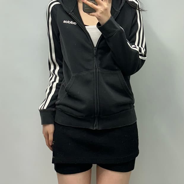 아디다스 사이드라인 블랙 후드집업