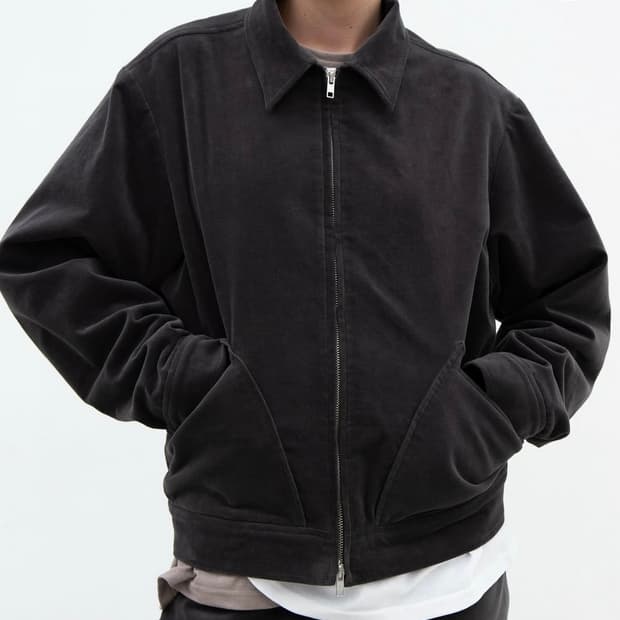 오브헤덴 벨벳 코듀로이 집업 자켓 딥그레이 새상품