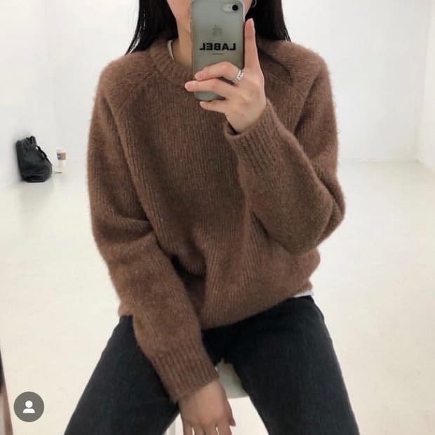 라벨아카이브 플러피 라마 니트 스웨터 브라운 2
