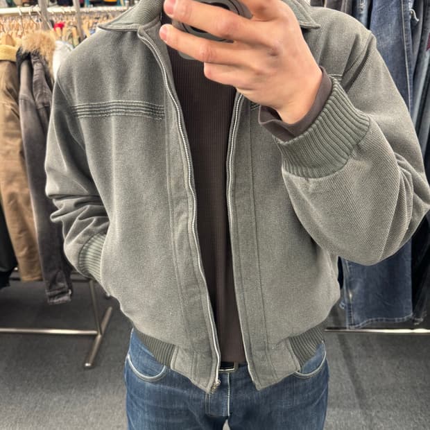 L)Japanese vintage 울 니트 봄버 자켓