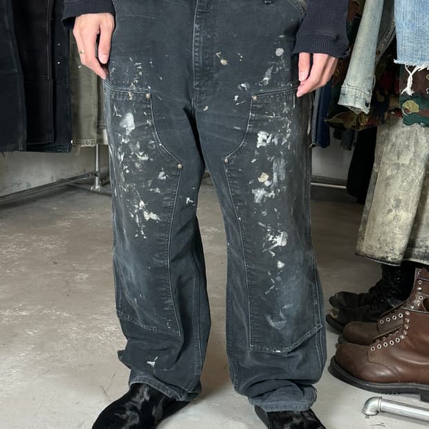 OG 칼하트 B136 더블니 블랙 칼하트 썩블니 워크팬츠