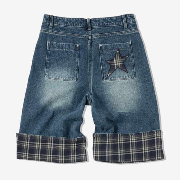 트레블 체크 버뮤다 팬츠