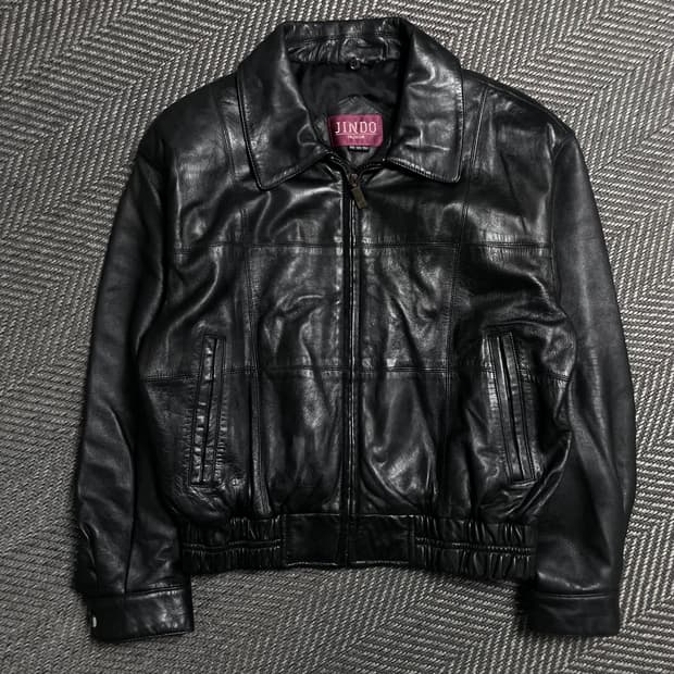 90s JINDO 아카이브 가죽 크롭 램스킨 레더 자켓o 5736