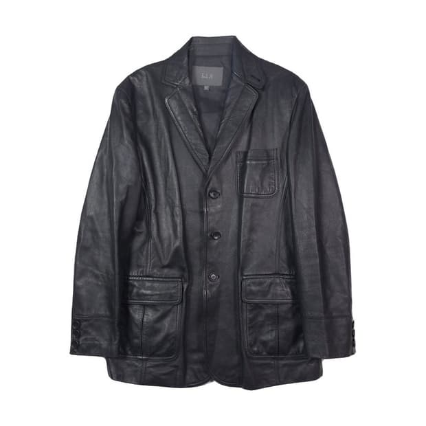 지오송지오 리얼 램스킨 미니멀 3버튼 가죽 블레이저 XL
