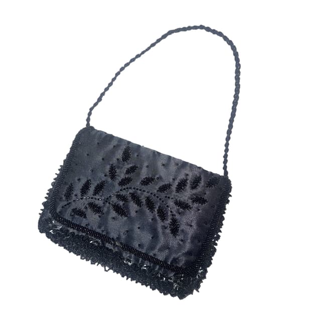 black flower embroidered mini bag