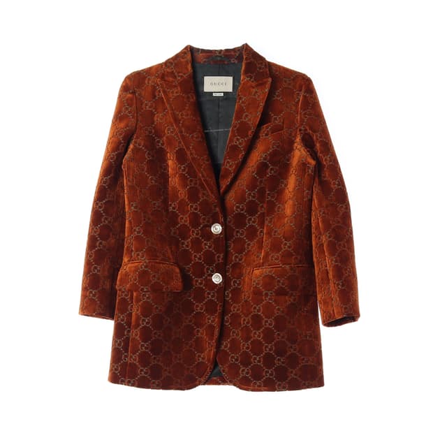 구찌 벨벳 자카드 블레이저 재킷 자켓 카멜