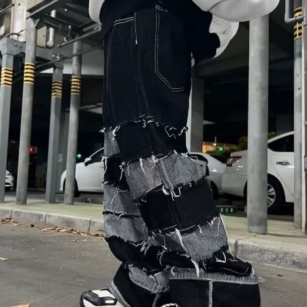 NOVESELL Border DamageLine Wide Denim Pa