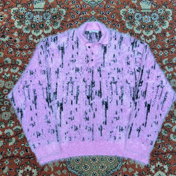 [XL] ZARA 핑크 패턴 카라 니트