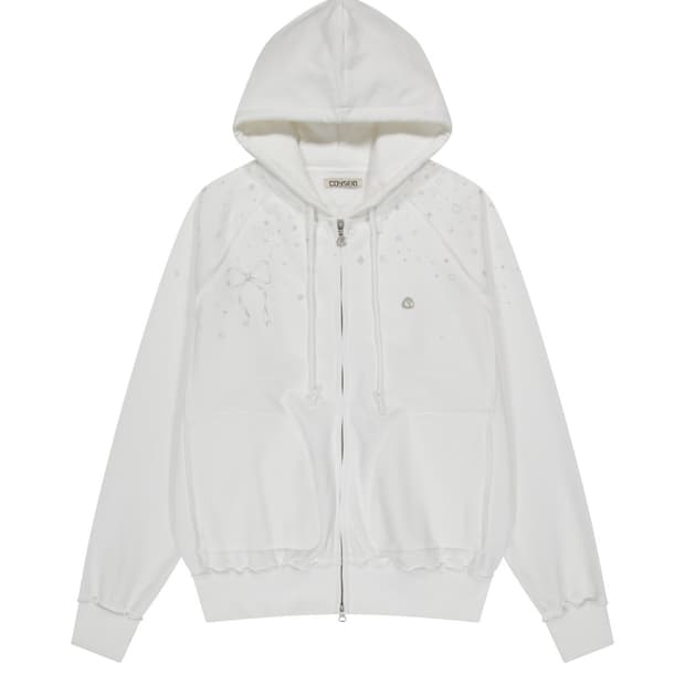 코이세이오 트윙클 후드집업 화이트