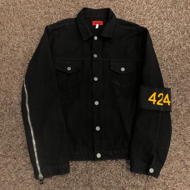 424 블랙 데님 트러커 자켓