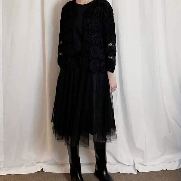 Flower Cardigan – Black
