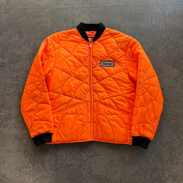 Ss19 슈프림 오랜지 스파이더 쾰티드 자켓