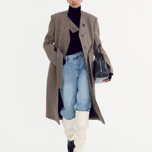 (새상품) 렉토 70S DOG TOOTH CHECK BELT COAT