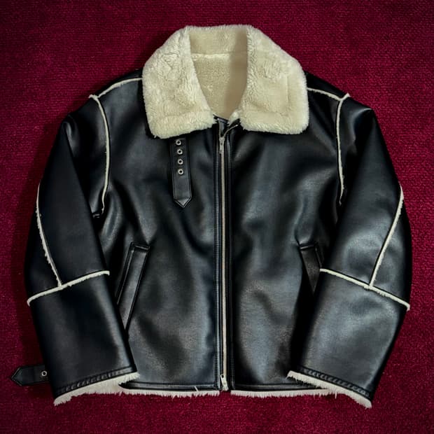 드로우핏 양털 무스탕 자켓 블랙 M