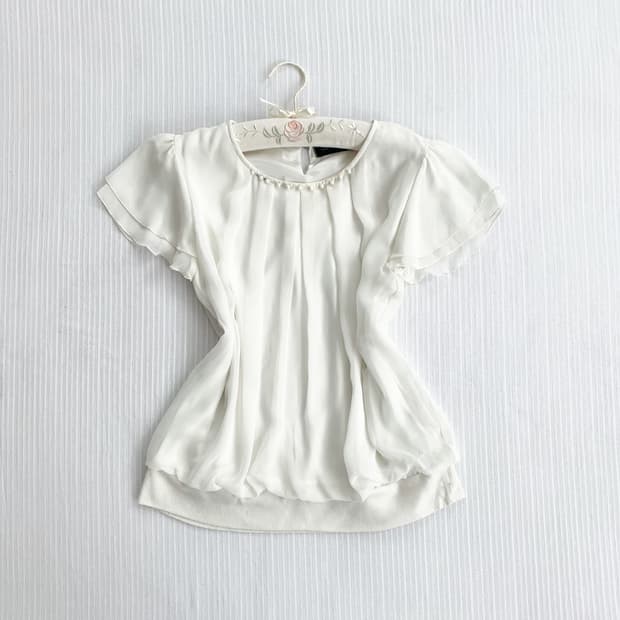 생크림화이트 ♥ 셔링 진주 블라우스