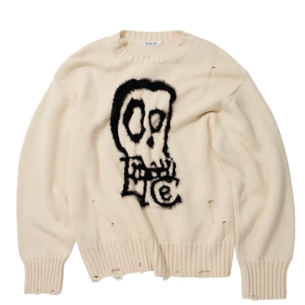 이티씨이 스컬 코튼 니트 아이보리