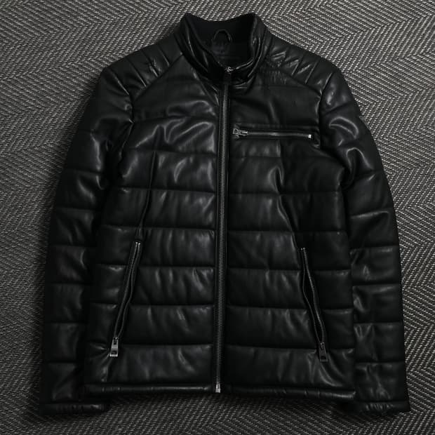게스 패치 로고 퀄팅 패딩 자켓 블랙o 4606