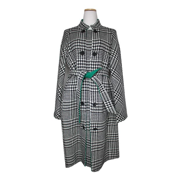 막스마라 하운드투스 체크 벨티드 핸드메이드 롱코트 55