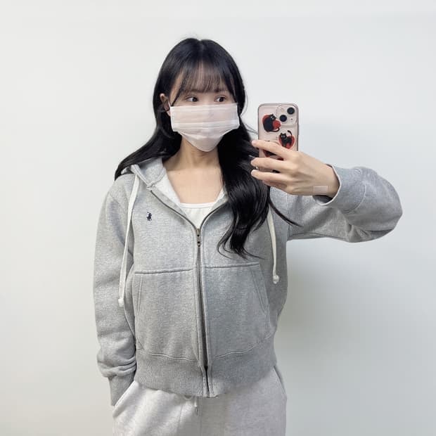 폴로 랄프로렌 포니 로고 후드집업 그레이