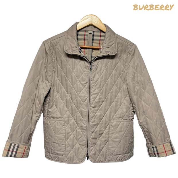 3827 버버리 베이지 퀄팅 노바체크 자켓