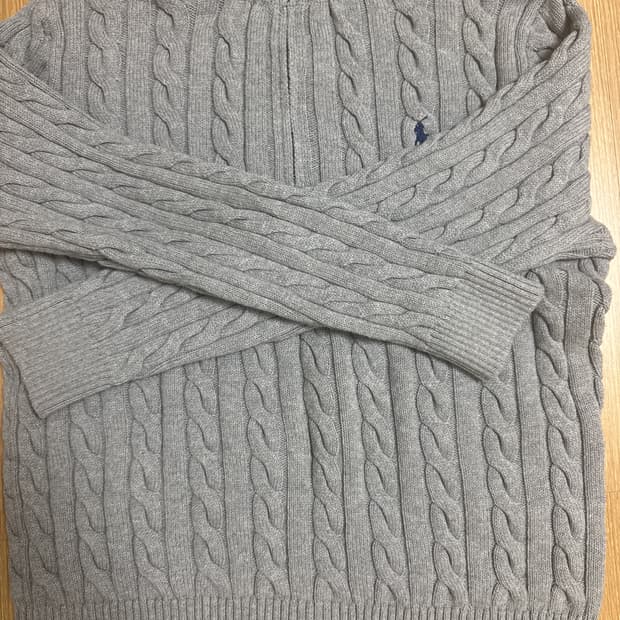 급처) 폴로랄프로렌 회색 케이블 니트 반집업