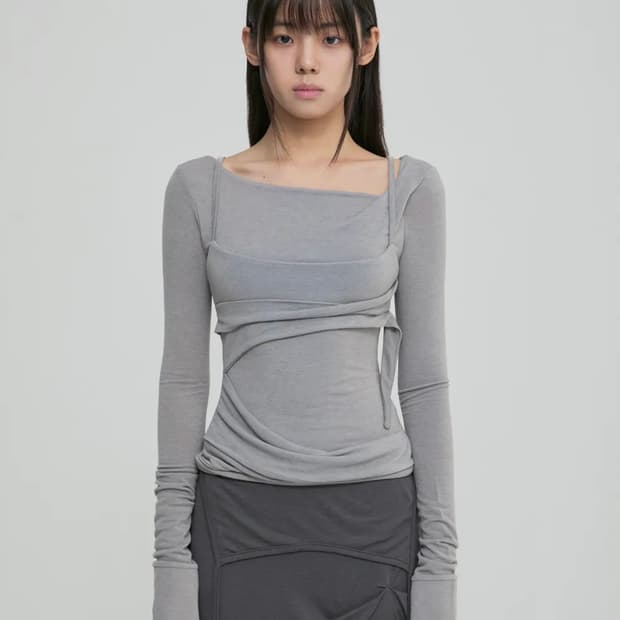 플레어업 Layered Bustier Long Sleeve (Gray)