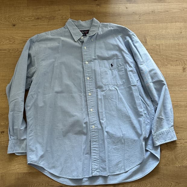 폴로 빅셔츠 블루 컬러 xl 90년대 홍콩산
