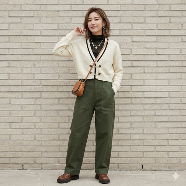 쿠오세(KUOSE) 리본 포인트 크롭 니트 가디건