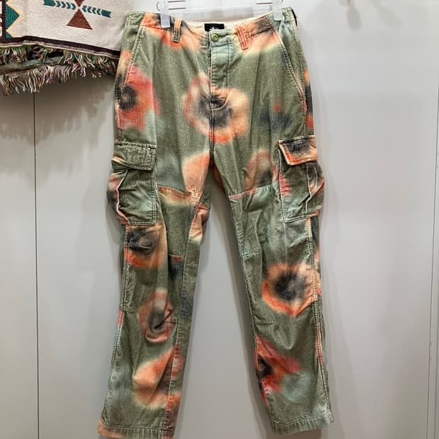 stussy 스투시 플라워 벨벳 카고팬츠