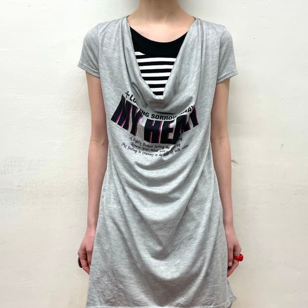 Stripe Layered Cross Grey T-Shirt