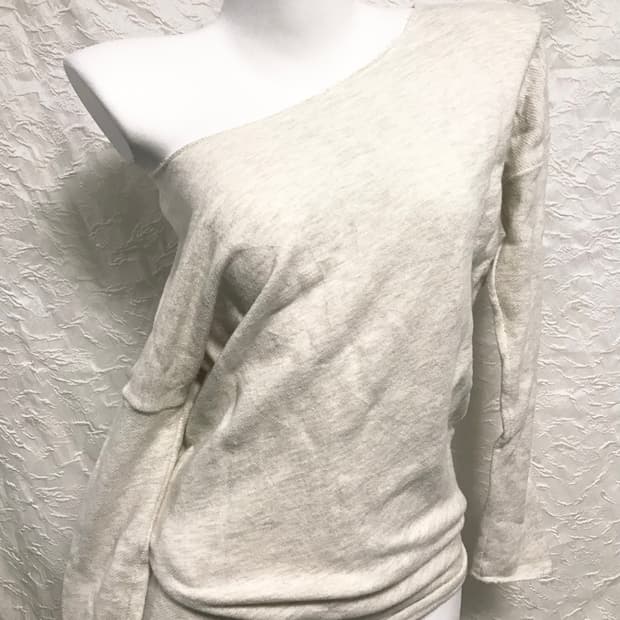 빈티지 goa깔 비대칭 사선 오프숄더 롱슬리브 탑