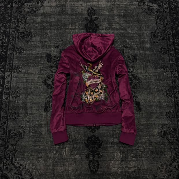 Ed hardy 00s y2k cubic velour hoodie