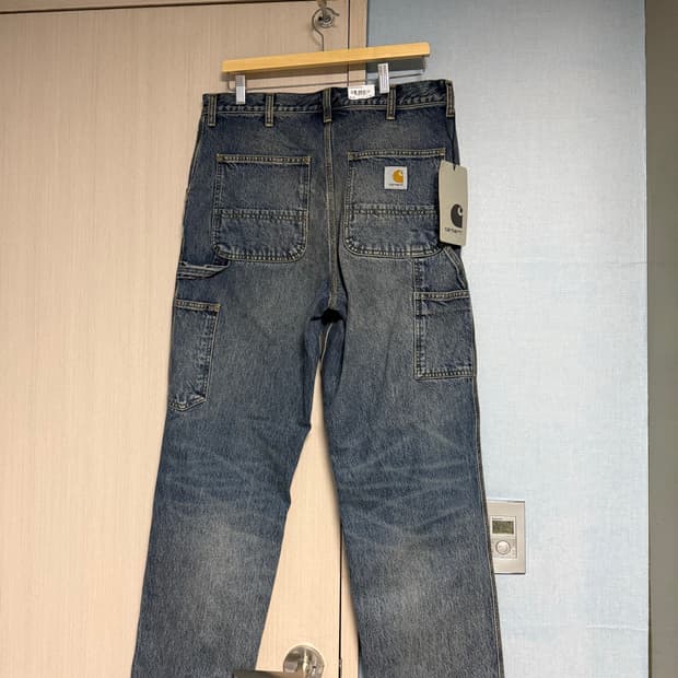 칼하트 WIP 싱글 니 팬츠 블루 원 워시드 32