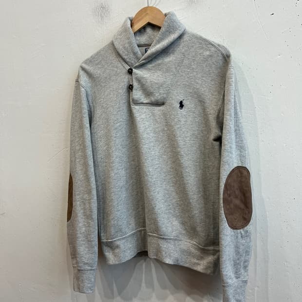 폴로랄프로렌 레더 엘보패치 숄카라 맨투맨 스웻셔츠 S