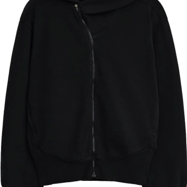 EE CURVED HOODED SWEAT ZIP JACKET BLACK