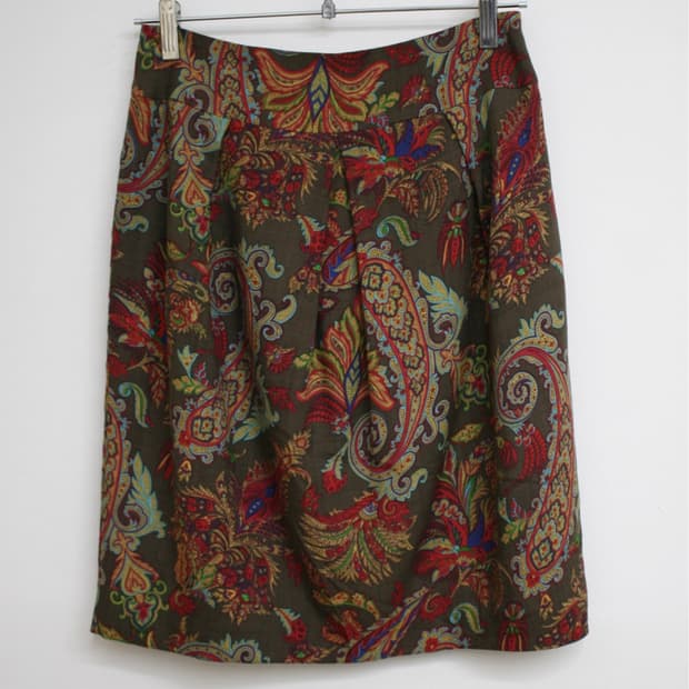 red pattern skirt