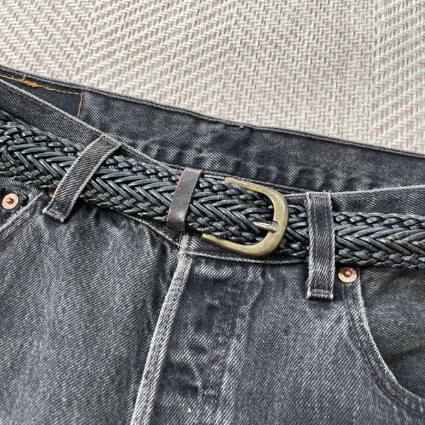 빈티지 위빙 레더 브레이디드 벨트