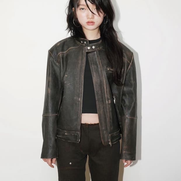 데어드 램스킨 워시드 레더자켓