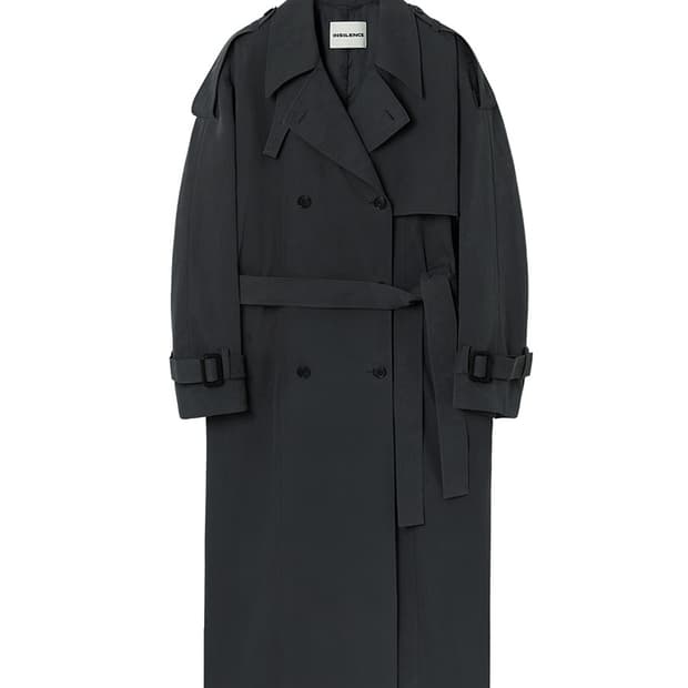 인사일런스우먼 오버사이즈 더블 트렌치 코트 차콜 그레이 XS