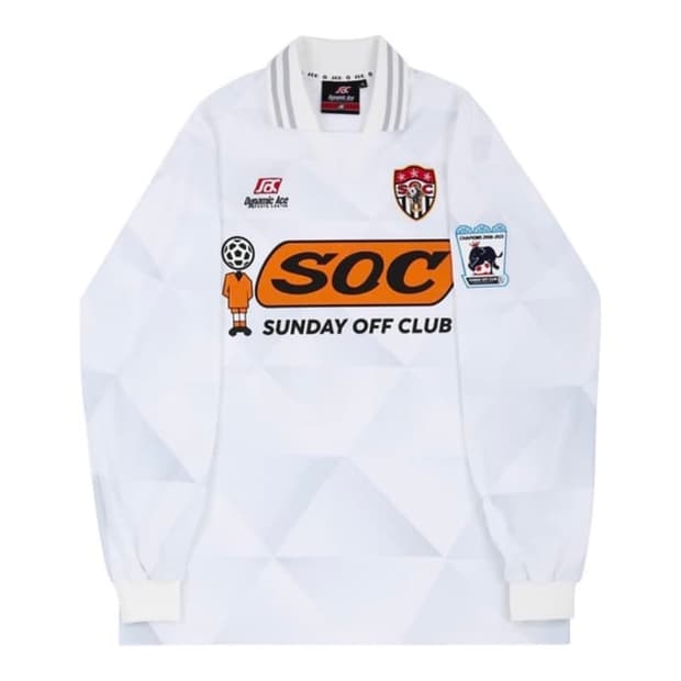 XL 선데이오프클럽 화이트 롱슬리브 축구 셔츠 져지 저지