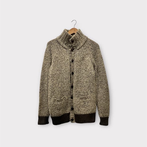 폴스미스 하이넥 레더버튼 울 니트 가디건 S