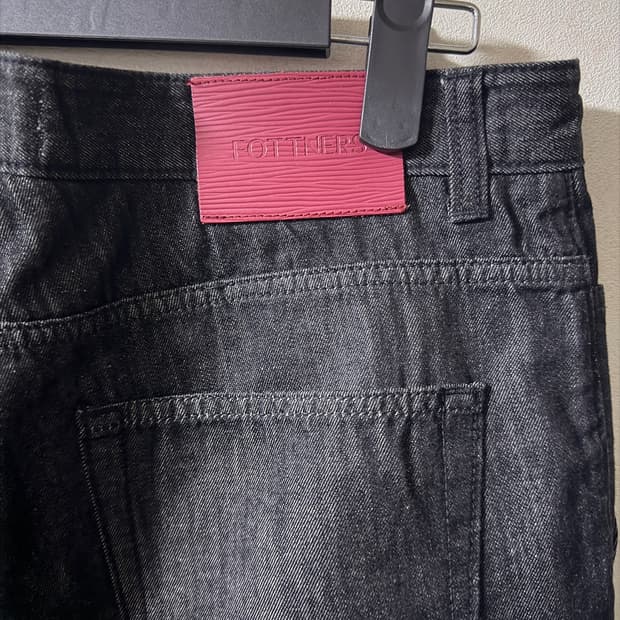 포트너스 블랙 와이드 데님 팬츠(L)