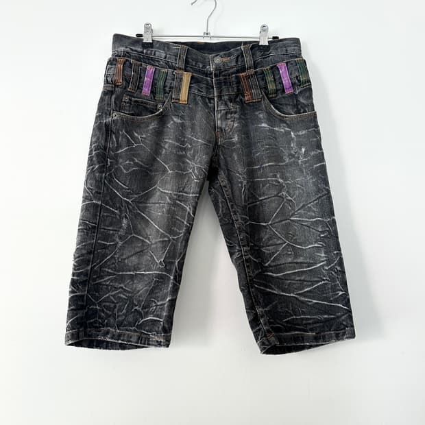 Double waist pin midi denim pants