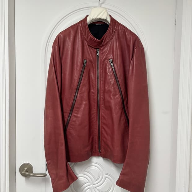 Margiela 5 zip leather moto jacket 