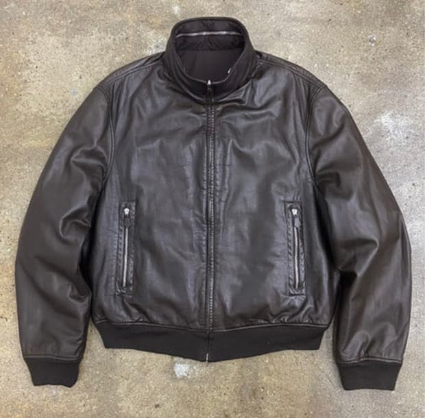 에르메스 리버시블 램스킨 레더 봄버 자켓