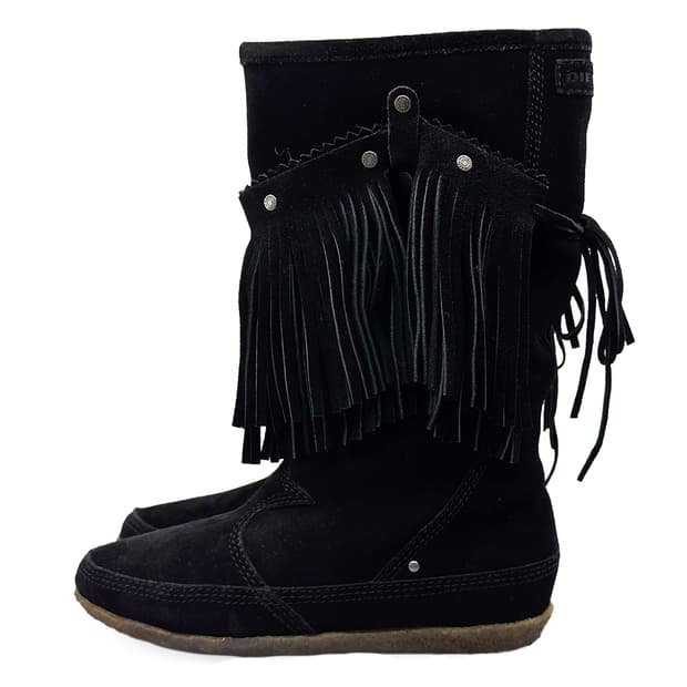 Diesel Suede Fringe Mid-Calf Boots/ 37.5