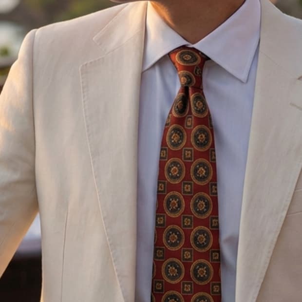 리첼 실크 와인 브라운 패턴 넥타이 8.9cm A+등급 K2460