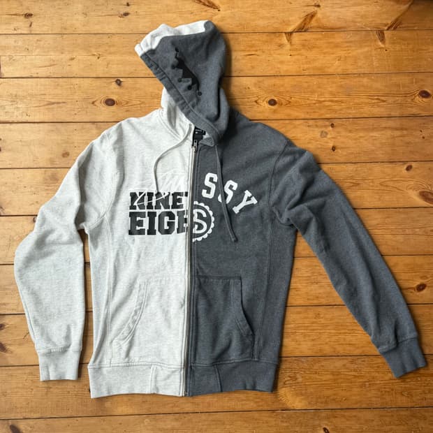 스투시 투톤 후드집업 스플릿