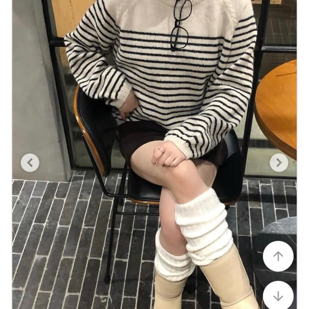 스트라이프 라운드 니트